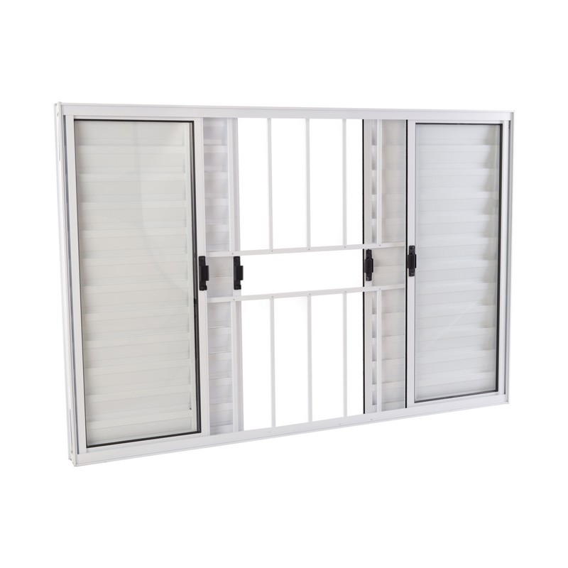 Janela Veneziana em Alumínio 100 x 150 x 8 cm Grade 6 Folhas V. Boreal Branco Básica MMachado