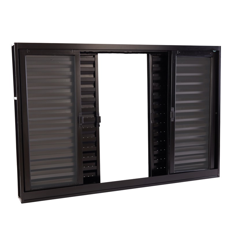 Janela Veneziana em Aço 100 x 120 x 12 cm 6 Folhas Preto Prática MMachado