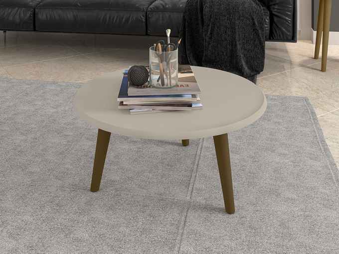 Mesa de Centro Brilhante em Madeira Branco Off-White Móveis Bechara