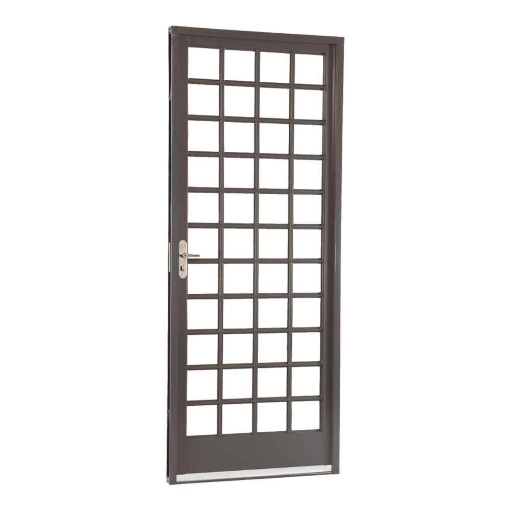 Porta de Giro Quadriculada em Aço 217 x 87 x 6,5 cm Esquerda Belfort Sasazaki