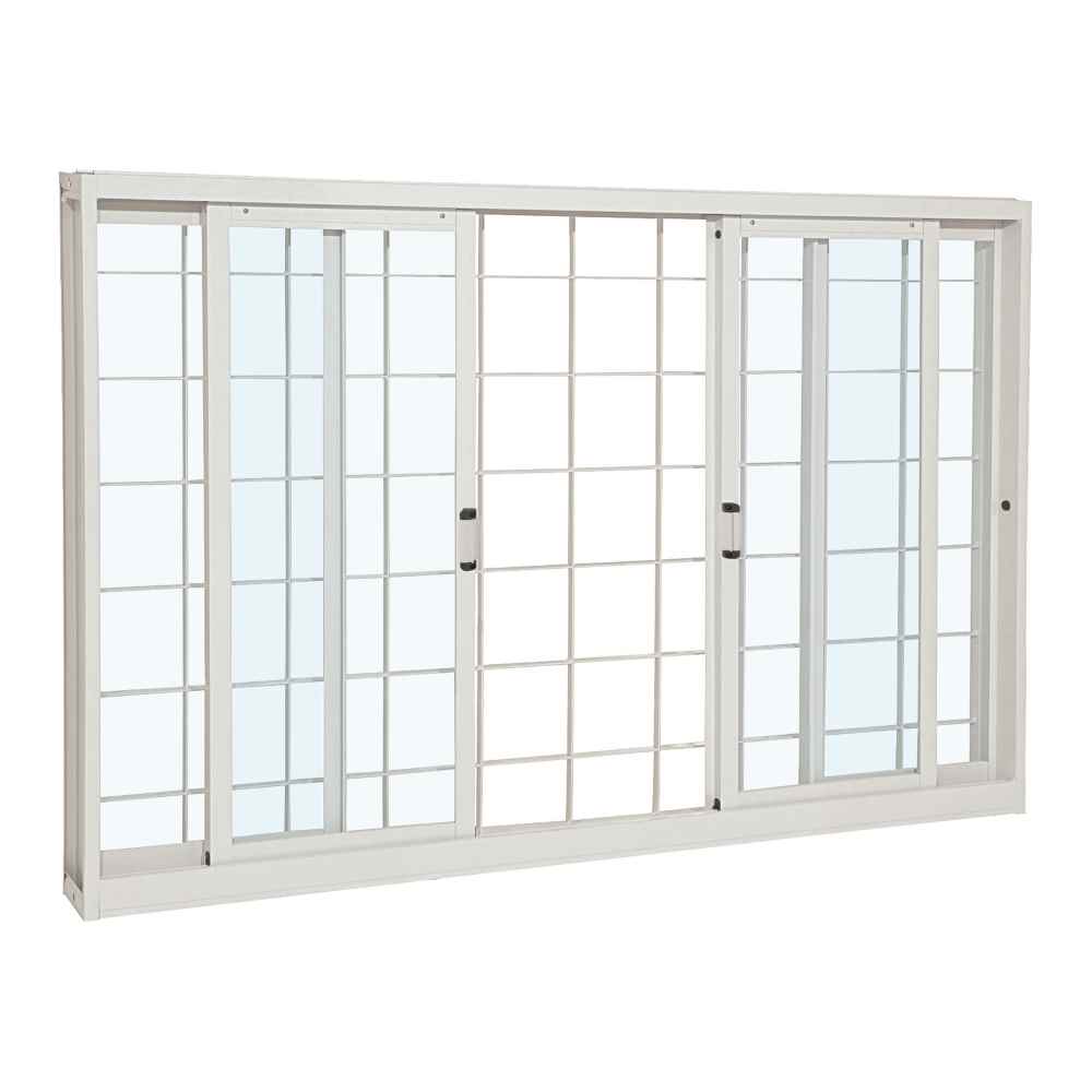 Janela de Correr Grade Quadriculada em Aço 120 x 200 x 12 cm 4 Folhas Pratika Sasazaki