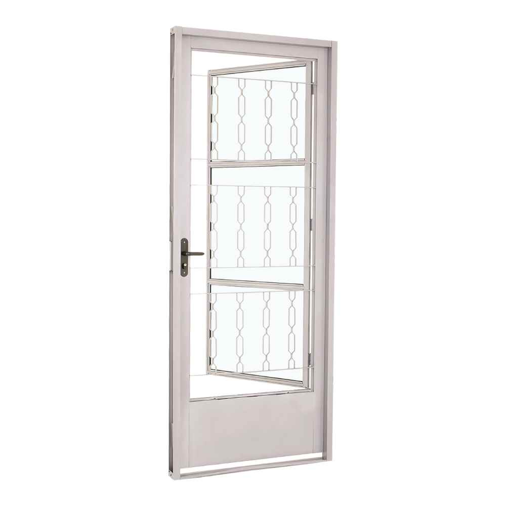 Porta Social de Giro Grade Elo em Aço 217 x 87 x 8 cm Direita Pratika Sasazaki
