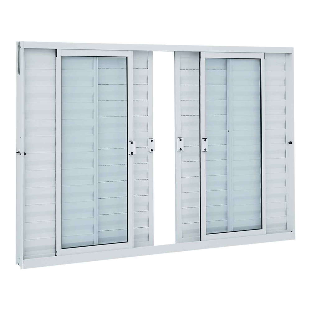 Janela Veneziana em Alumínio 100 x 150 x 7,6 cm 6 Folhas Alumifit Sasazaki