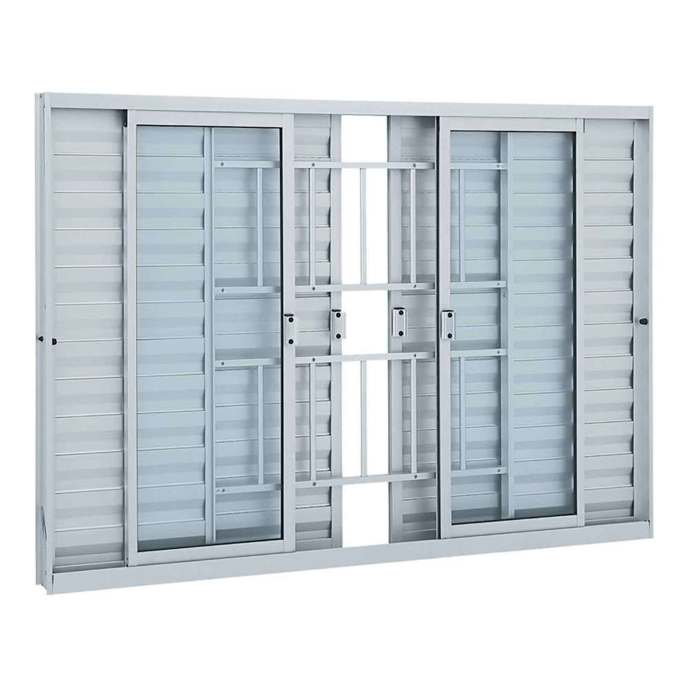 Janela Veneziana Grade Classic em Alumínio 100 x 150 x 7,6 cm 6 Folhas Alumifit Sasazaki