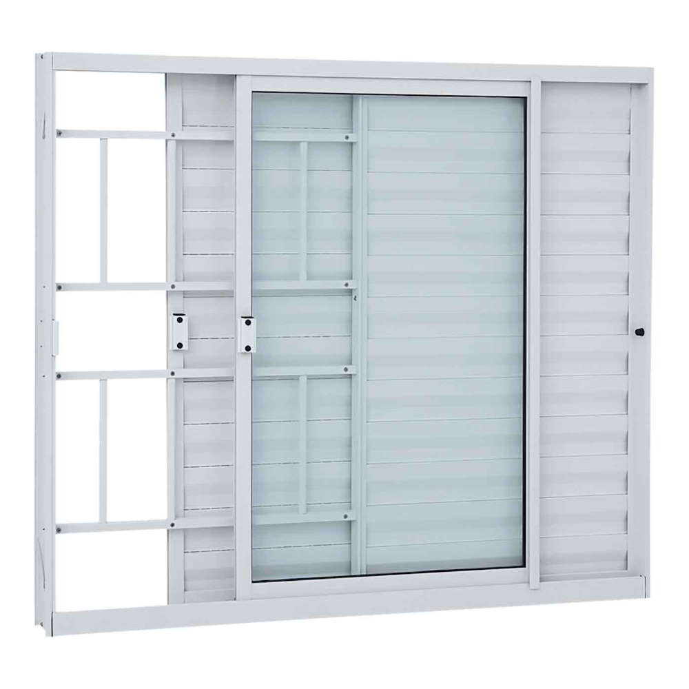 Janela Veneziana Grade Classic em Alumínio 100 x 120 x 7,6 cm 3 Folhas Direita Alumifit Sasazaki