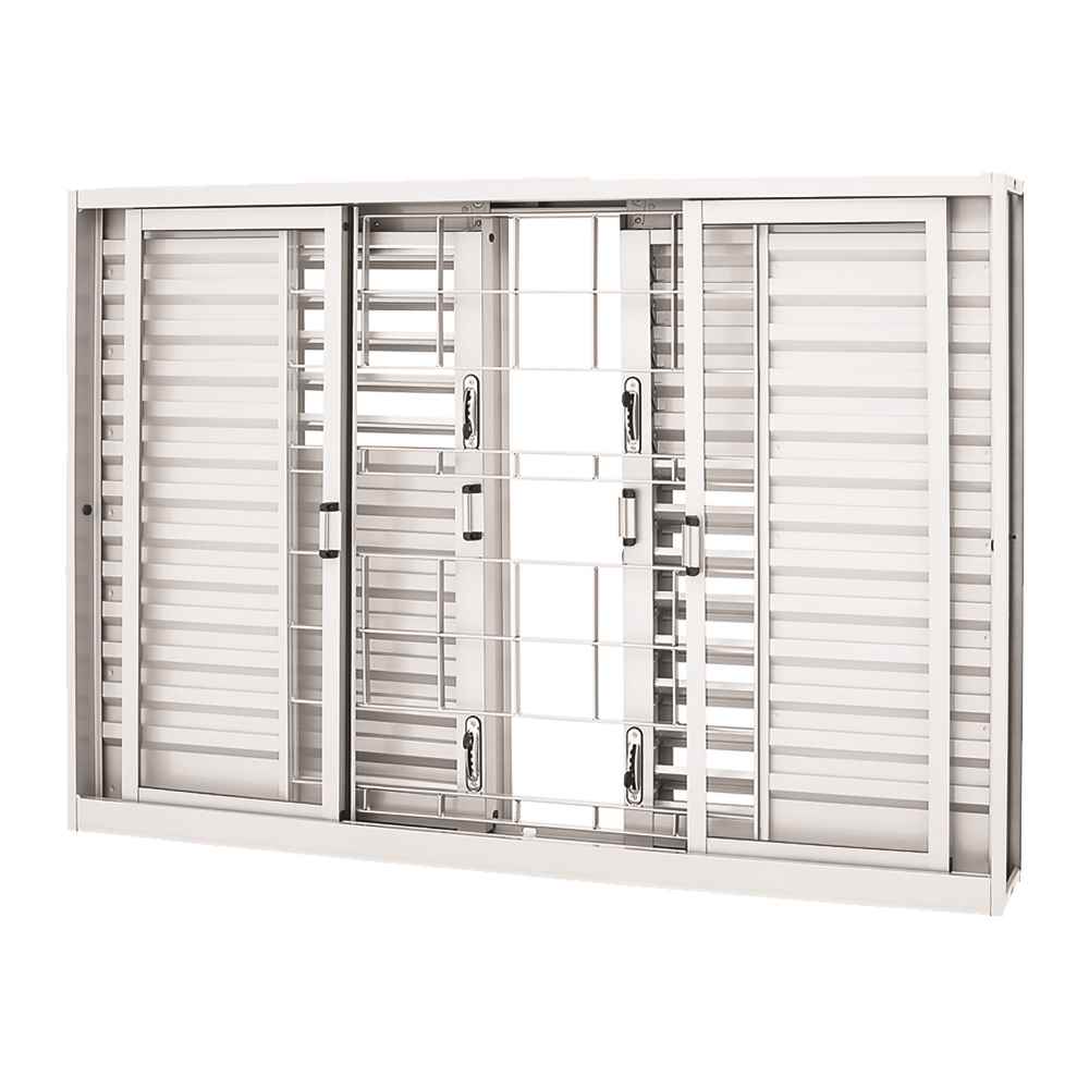 Janela Veneziana Multiflex Grade Quadriculada em Aço 120 x 150 x 16 cm 6 Folhas Pratika Sasazaki