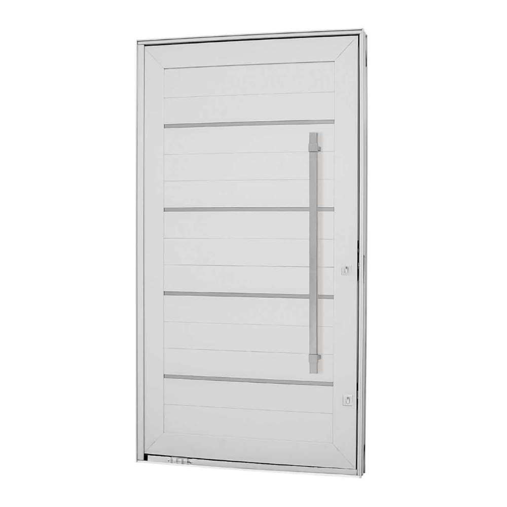Porta Pivotante Puxador Lambris Friso Alumínio 223 x 126 x 12 cm Esquerda Aluminium Sasazaki