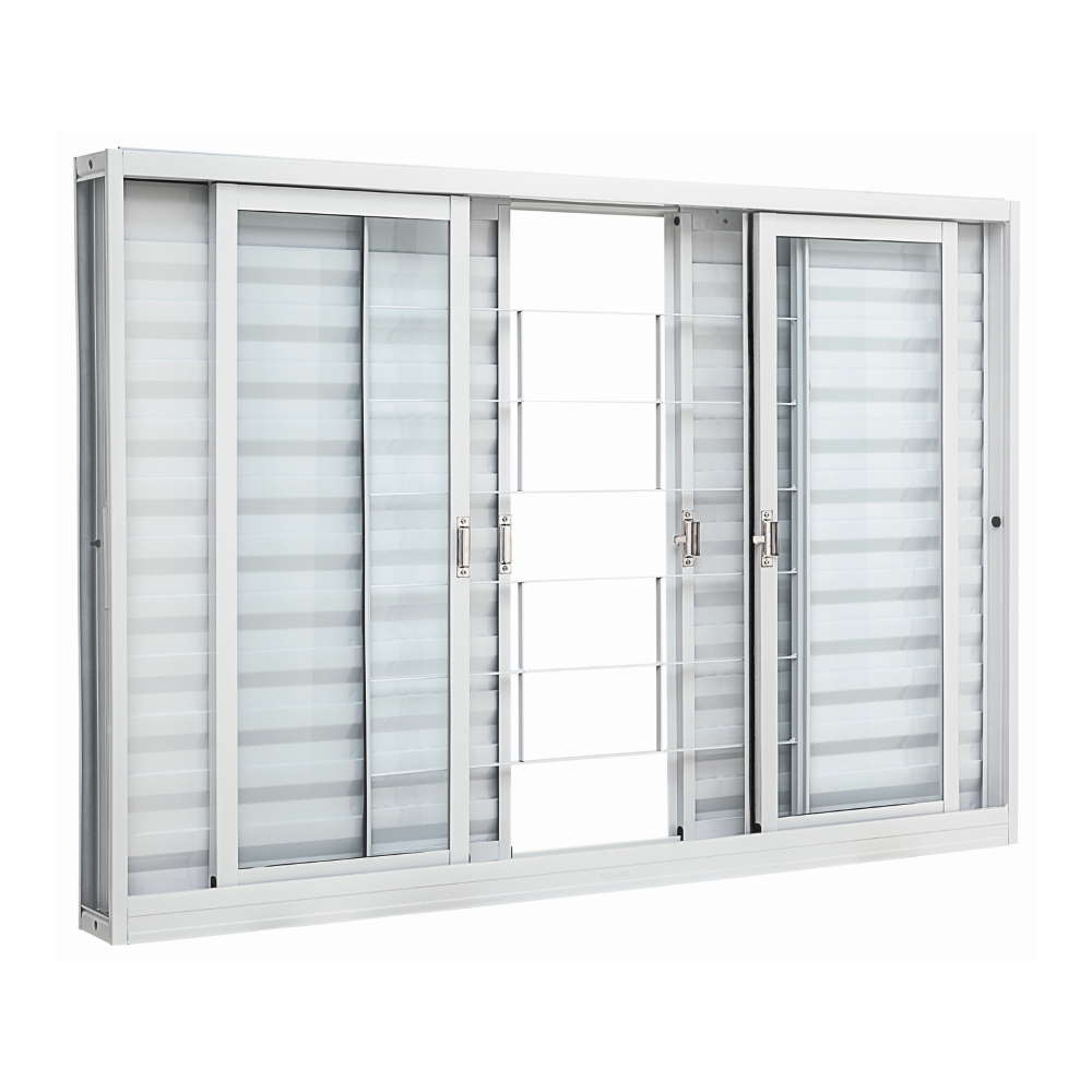 Janela Veneziana Grade Quadriculada em Aço 100 x 150 x 12 cm 6 Folhas Kompacta Sasazaki
