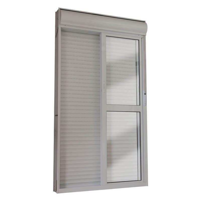 Porta Integrada Veneziana em Alumínio 215 x 150 x 14 cm 2 Folhas Branco Suprema MMachado
