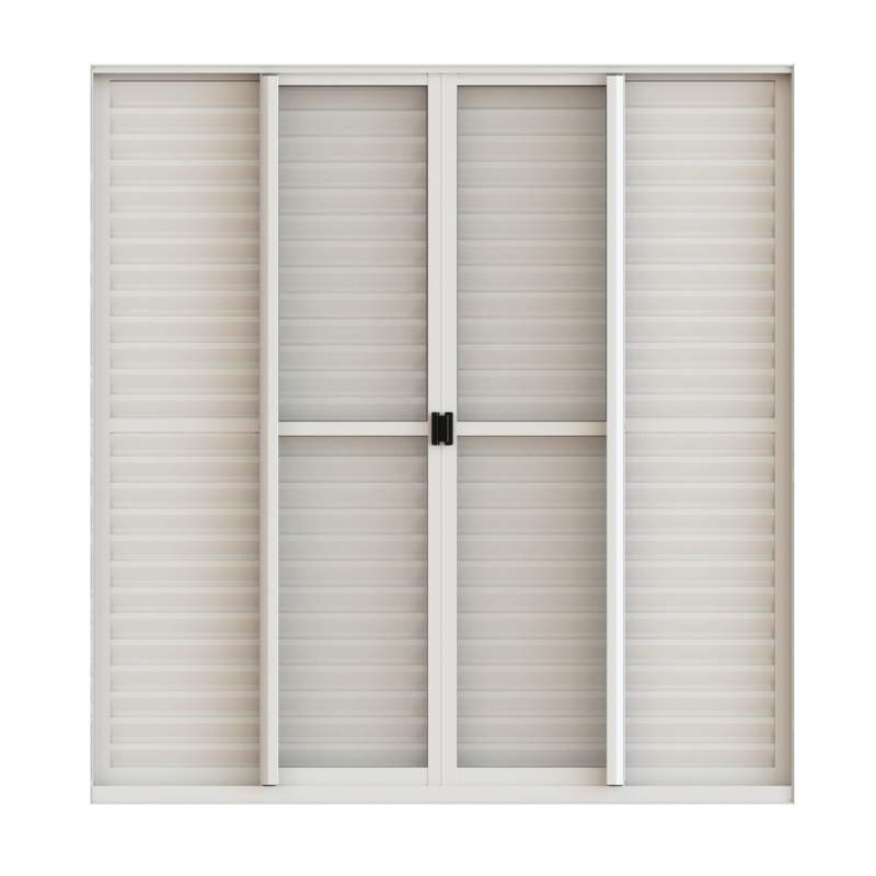 Porta de Balcão em Alumínio Allora 210x200x10,5cm Branco 6 Folhas Com Vidro Alumasa