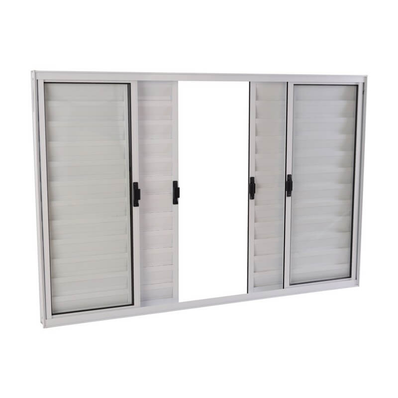 Janela Veneziana em Alumínio 100 x 150 x 8 cm 6 Folhas V. Boreal Branco Básica MMachado