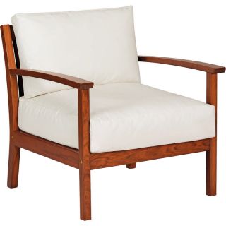 Poltrona em Madeira Fitt Jatobá Eco Blindage Estofado Branco Impermeável c/ Braços Tramontina 1