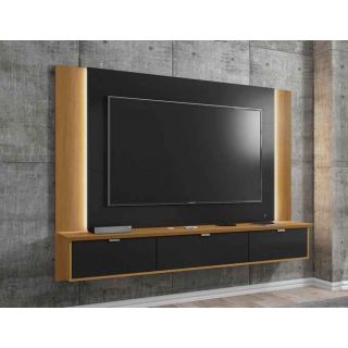 Painel Qatar em Madeira Preto Fosco Cinamomo para TV até 70 Polegadas Móveis Bechara 1