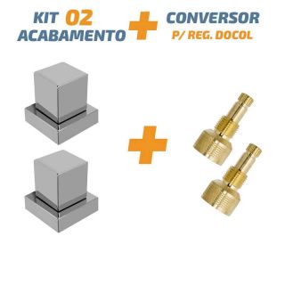 Kit 02 Acabamento Cromado Quadrado Registro Pressão Docol