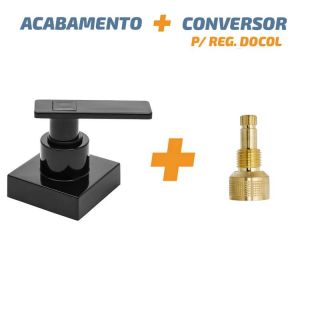 Acabamento C73 Preto Abs Registro 1/2 3/4 P/ Reg Docol