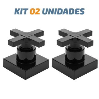 Kit 02 Acabamento Cruzeta Preto Registro Pressão Deca
