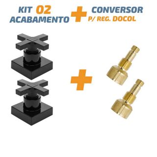 Kit 02 Acabamento Cruzeta Preto 1/2' Ou 3/4 P/ Reg Docol