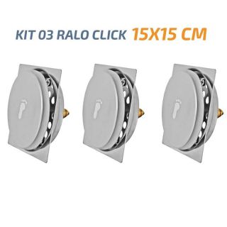 Kit 03 Ralo Click Quadrado 15x15 Inox Veda Cheiro E Insetos
