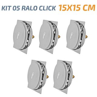 Kit 05 Ralo Click Quadrado 15x15 Inox Veda Cheiro E Insetos