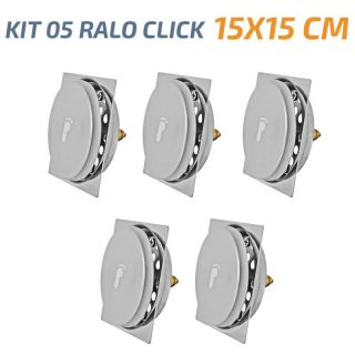 Kit 05 Ralo Click Quadrado 15x15 Inox Veda Cheiro E Insetos