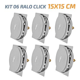 Kit 06 Ralo Click Quadrado 15x15 Inox Veda Cheiro E Insetos