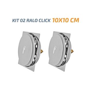 Kit 02 Ralo Click Quadrado 10x10 Inox Veda Cheiro e Insetos