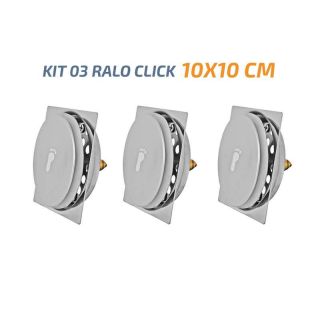 Kit 03 Ralo Click Quadrado 10x10 Inox Veda Cheiro e Insetos