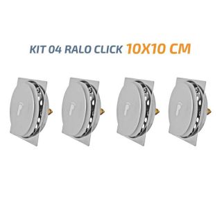 Kit 04 Ralo Click Quadrado 10x10 Inox Veda Cheiro e Insetos