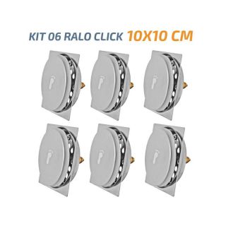 Kit 06 Ralo Click Quadrado 10x10 Inox Veda Cheiro e Insetos