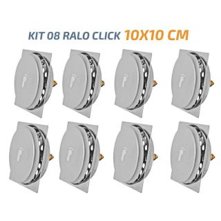 Kit 08 Ralo Click Quadrado 10x10 Inox Veda Cheiro e Insetos