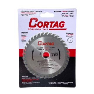 Lâmina de Serra Circular p/ Madeira 36 Dentes 110mm Cód. 60879 Cortag