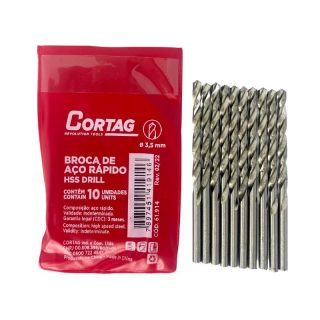 Broca de Aço Rápido 3,5mm Pacote c/ 10 un Cód. 61914 Cortag 1