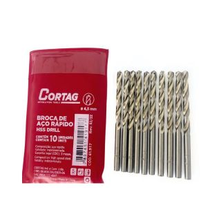 Broca de Aço Rápido 4,5mm Pacote c/ 10 un Cód. 61917 Cortag