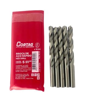 Broca de Aço Rápido 10,0mm Pacote c/ 5 un Cód. 61929 Cortag
