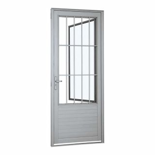 Porta de Giro Lambris Postigo Grade Classic Alumínio 216 x 88 x 5,4 cm Esquerda Alumifort Sasazaki 1
