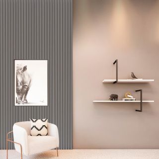 Painel Ripado em Madeira WPC, 3D Ripado, Modular Lixado Cor Marfim, Caixa c/2,91 m2 Polignum 1