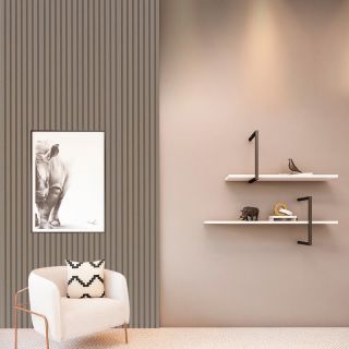 Painel Ripado em Madeira WPC, 3D Ripado, Modular Lixado Cor Natural, Caixa c/2,91 m2 Polignum 1