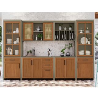 Cozinha Modular Camponesa com 6 Peças Amadeirado Freijó Móveis Nesher 1