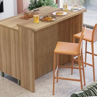 Bancada de Cozinha Ilha 120 cm Nature em MDF Móveis Nesher 1