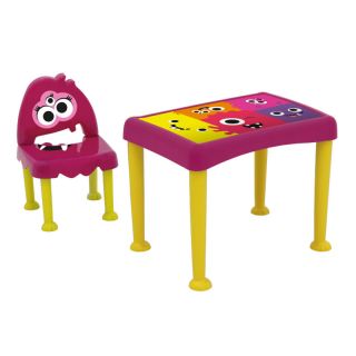 Conjunto Mesa e Cadeiras Infantil Lirous Rosa com Adesivo Estampado Tramontina 1