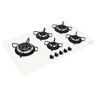Cooktop a Gás Penta Side Plus Vidro Temperado Branco Trempes Aço 5 Queimadores Tramontina 1