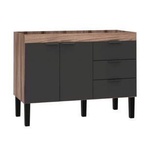 Gabinete de Cozinha Tamarindo e Preto em Madeira Montado 144cm Flamingo Cozimax
