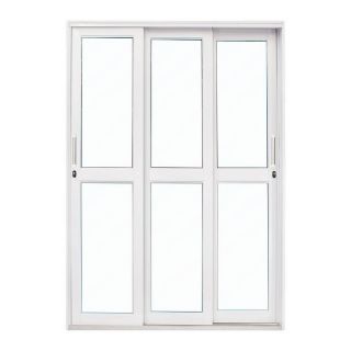 Porta de Correr em Aço Branco 215x200x14 cm 3 Folhas Móveis VL Ideal CRV 1