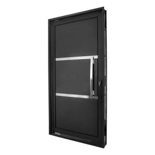 Porta Pivotante em Aço Preto 219x108x14 cm Esquerda Ideal CRV 1