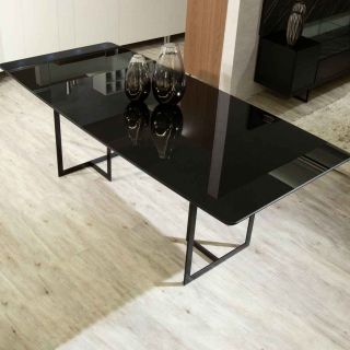 Mesa Iron 180cm x 100cm c/ Vidro Preto Fosco Provincia 1
