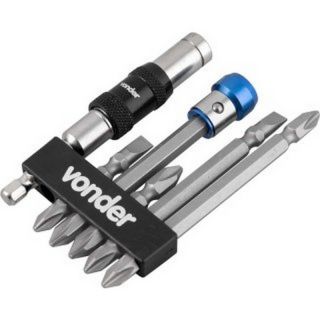 Jogo de Bits/Ponteiras 8 Peças Encaixe Sextavado 1/4 Extensão Magnética Articulada 3538000008 Vonder 1