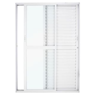 Porta Balcão em Alumínio Branco 210x150x10 cm 3 Folhas Móveis Nobre CRV 1