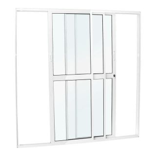 Porta de Correr em Alumínio Branco 210x120x10 cm 3 Folhas Móveis VFM Nobre CRV 1