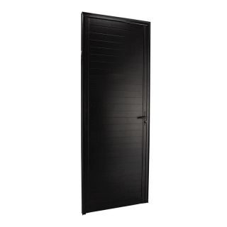 Porta de Giro em Alumínio Lambri Preto 215x70x4 cm Esquerda Nobre CRV 1