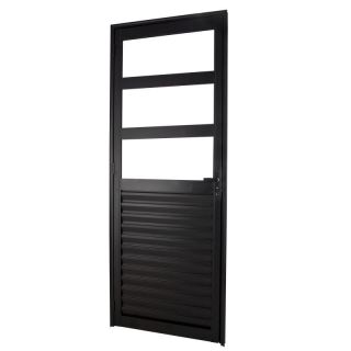 Porta de Giro em Alumínio Preto Mista 3 Vidros 210x80x4 cm Direita Nobre CRV 1